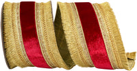 Scarlet Gold 4 Inch Velvet Wired Edge Ribbon for Bows