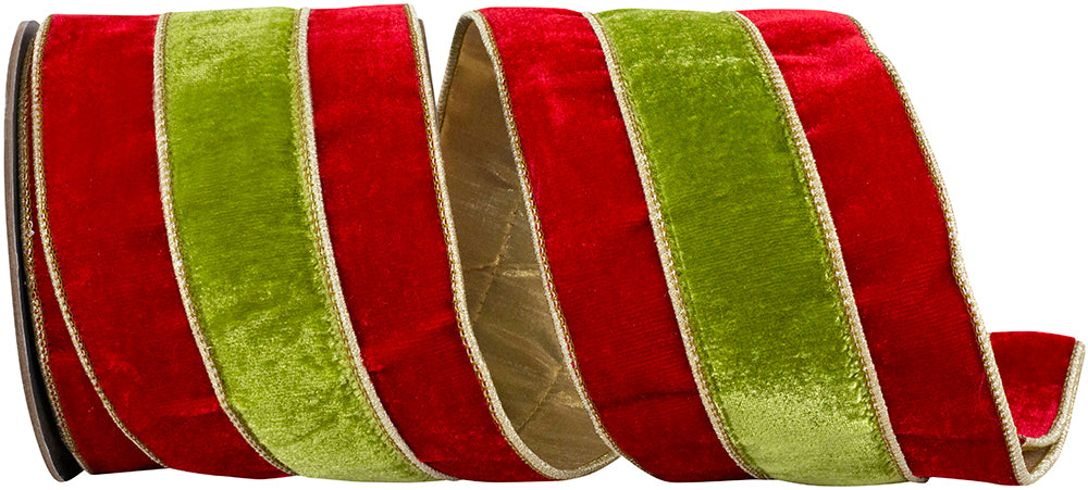 Red Moss Plush Velvet Wired Edge Ribbon 4 Inch for Bows