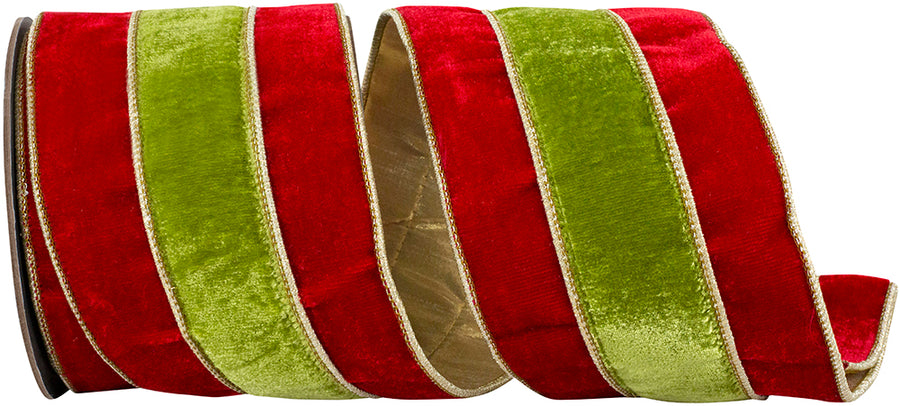 Red Moss Plush Velvet Wired Edge Ribbon 4 Inch for Bows