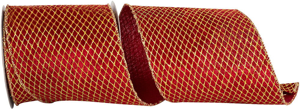 Scarlet Gold 4 Inch Velvet Ribbon for Wreaths and Bows