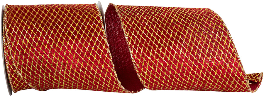 Scarlet Gold 4 Inch Velvet Ribbon for Wreaths and Bows