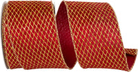 Mesh Velvet Ribbon Scarlet Gold 2-1/2 Inch for Wreaths