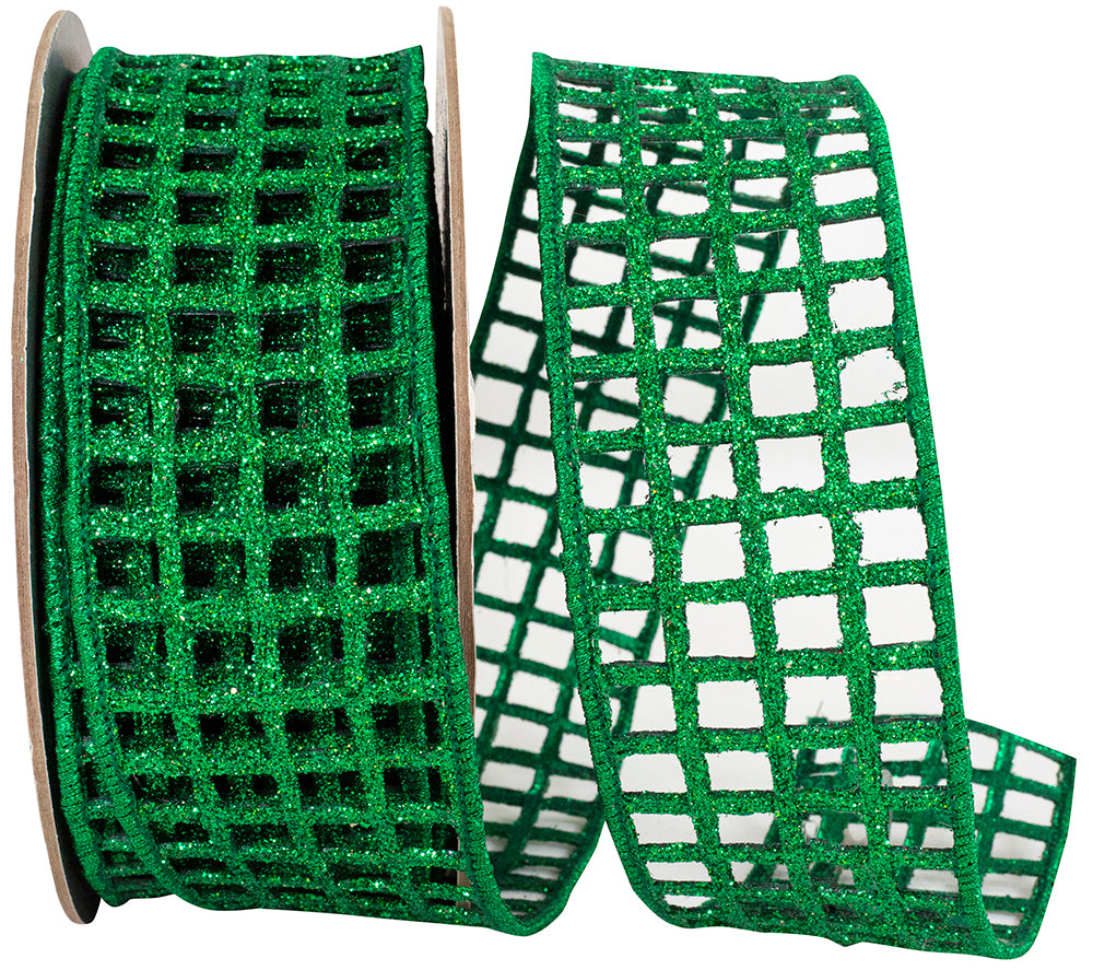 Open Mesh Glitter Ribbon 2-1/2 Inch Holiday Wired Edge
