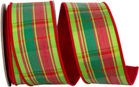 Plaid Jumbo Tradition Ribbon Red Green 2-1/2 Inch Wired Edge