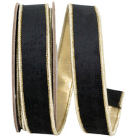 Black Velvet Touch 1 Inch Wired Edge Ribbon for Bows