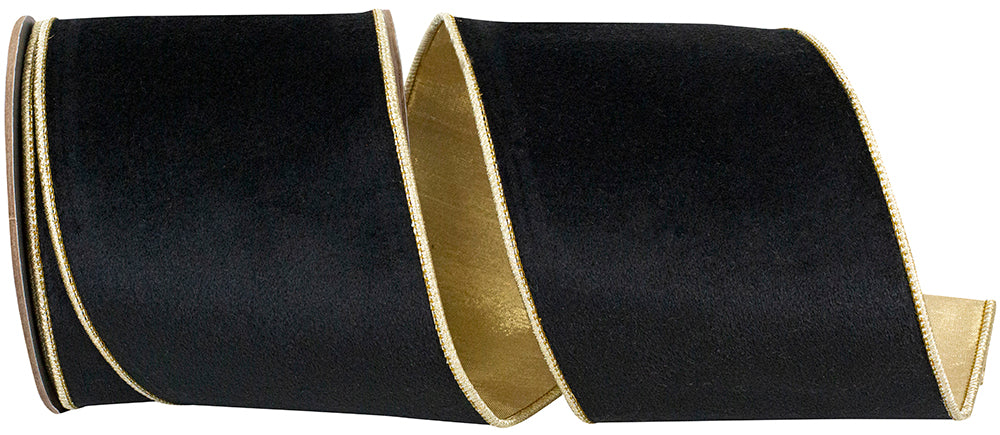 Black Velvet Touch 4 Inch Wired Edge Ribbon for Bows