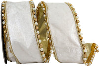 Ivory Velvet Wired Edge Ribbon 2-1/2 Inch for Wreaths
