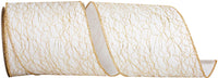 Ivory Gold Wired Edge Ribbon 4 Inch for Wreaths and Bows