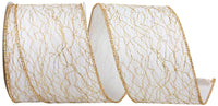 Ivory Gold Wired Edge Ribbon 2-1/2 Inch for Wreaths