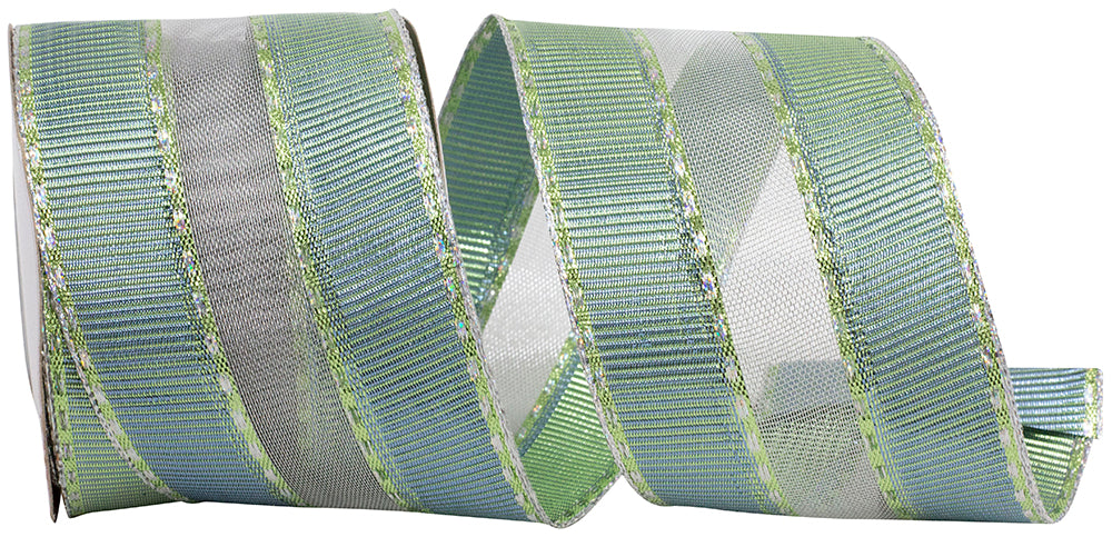 Aqua 2-1/2 Inch Metallic Wired Edge Ribbon for Wreaths