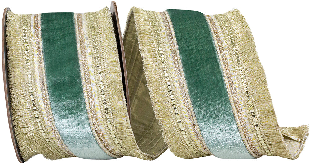 Aqua Velvet Ribbon 4 Inch Wired Edge for Wreaths and Bows