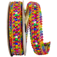 Festive Jewel Tone Wired Edge Ribbon 1-1/2 Inch Multi