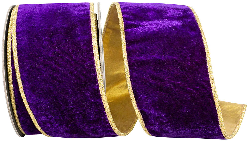 Purple Velvet Wired Edge Ribbon 2-1/2 Inch for Bows