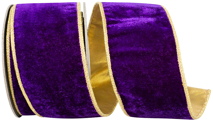 Purple Velvet Wired Edge Ribbon 2-1/2 Inch for Bows