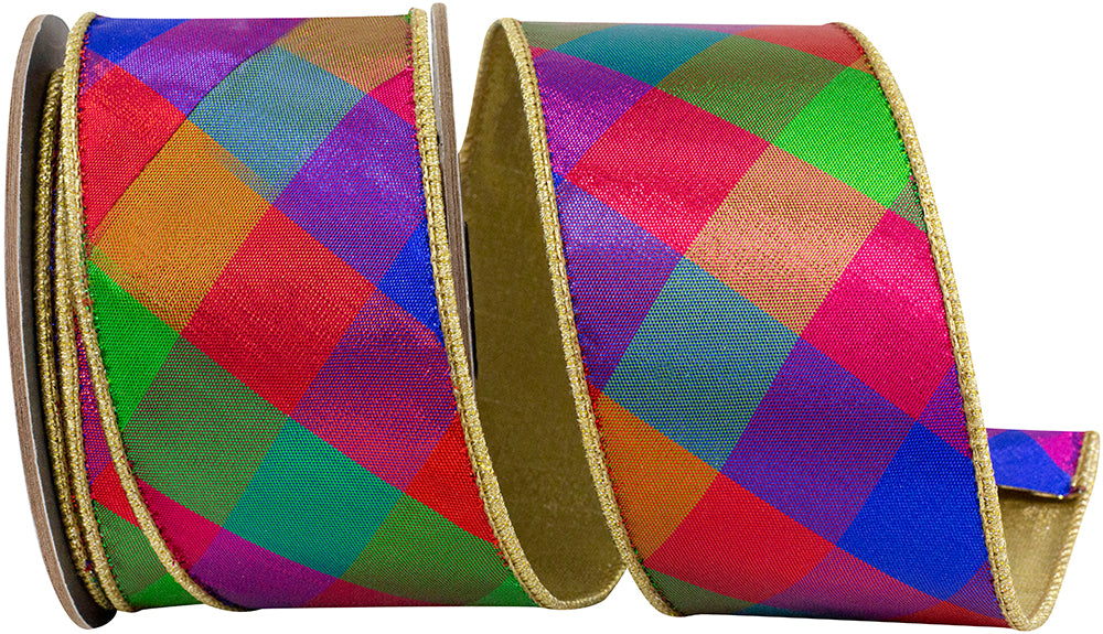 Check Metallic Jewel Tone Ribbon 2-1/2 Inch for Bows