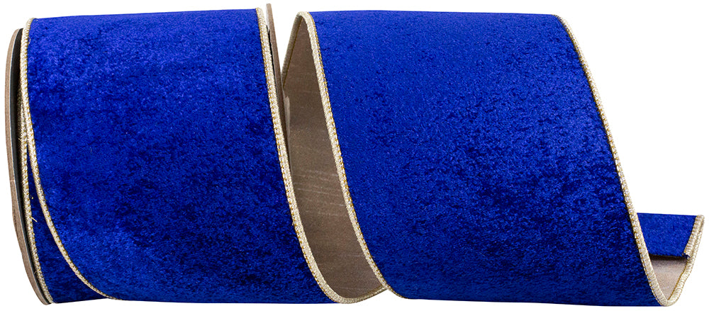 Cobalt 4 Inch Velvet Wired Edge Ribbon for Wreaths and Bows