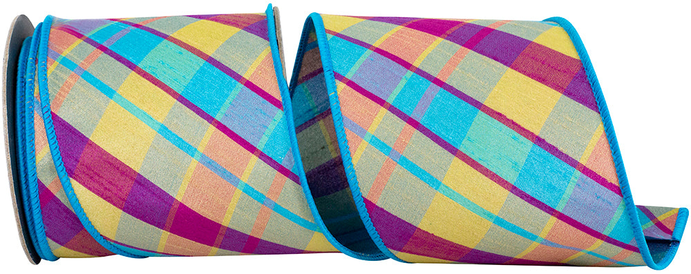 Turquoise 4 Inch Wired Edge Ribbon for Wreaths and Bows