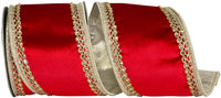 Red Velvet Touch Wired Edge Ribbon 4 Inch for Wreaths