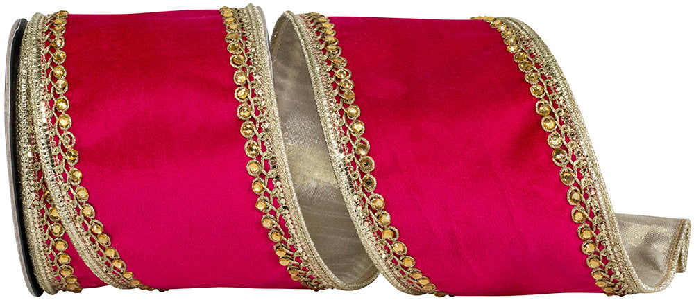 Ruby Velvet Touch 4 Inch Wired Edge Ribbon for Wreaths