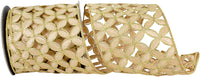 Gold 4 Inch Petal Embroidery Cut Out Deluxe Wired Edge Ribbon for Wreaths & Bows