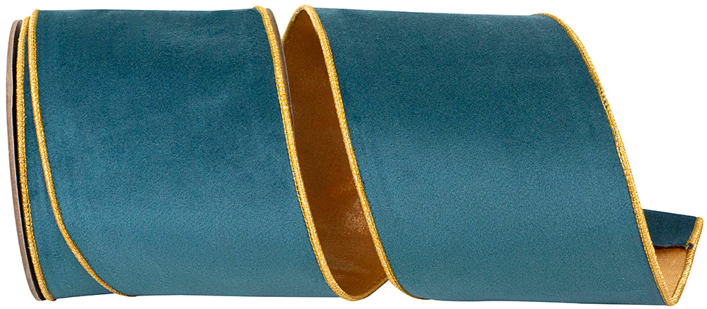 Teal 4 Inch Velvet Touch Metallic Ribbon for Wreaths and Bows
