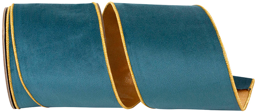 Teal 4 Inch Velvet Touch Metallic Ribbon for Wreaths and Bows