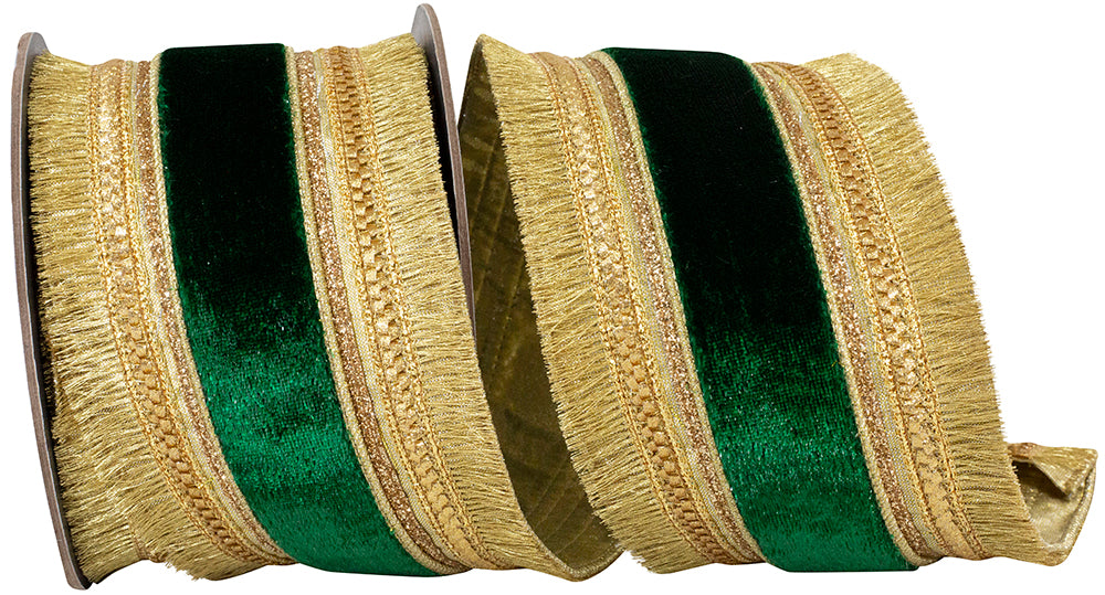 4 Inch Green Velvet Wired Edge Ribbon for Wreaths and Bows