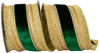 4 Inch Green Velvet Wired Edge Ribbon for Wreaths and Bows