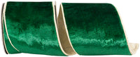 4 Inch Holiday Green Velvet Wired Edge Ribbon for Bows