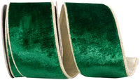Holiday Green Velvet Wired Edge Ribbon 2-1/2 Inch 5Yds