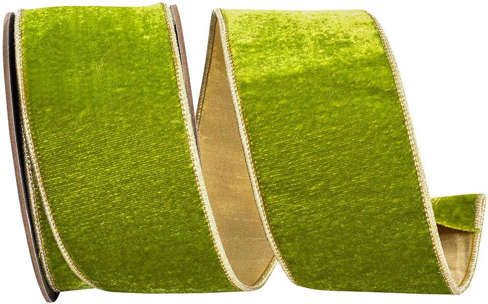 Green Velvet Wired Edge Ribbon 2-1/2 Inch for Wreaths