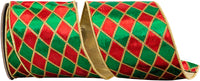 4 Inch Holiday Diamond Velvet Wired Edge Ribbon