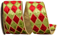 Diamond Velvet Metallic Ribbon Scarlet Moss 2-1/2 Inch
