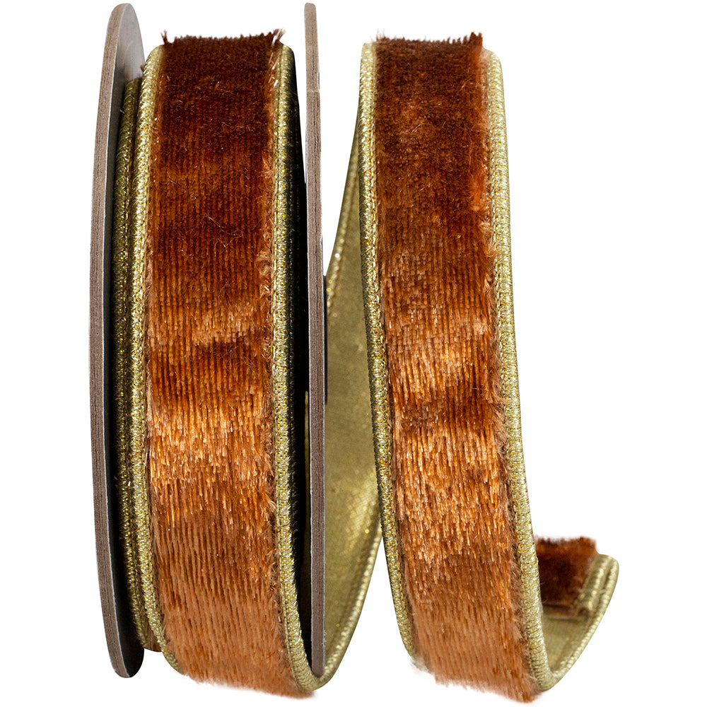 Copper Velvet Wired Edge Ribbon 1 Inch for Wreaths and Bows