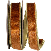 Copper Velvet Wired Edge Ribbon 1 Inch for Wreaths and Bows