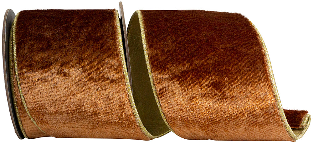 Copper Velvet Deluxe Wired Edge Ribbon 4 Inch for Bows