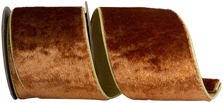 Copper Velvet Deluxe Wired Edge Ribbon 4 Inch for Bows