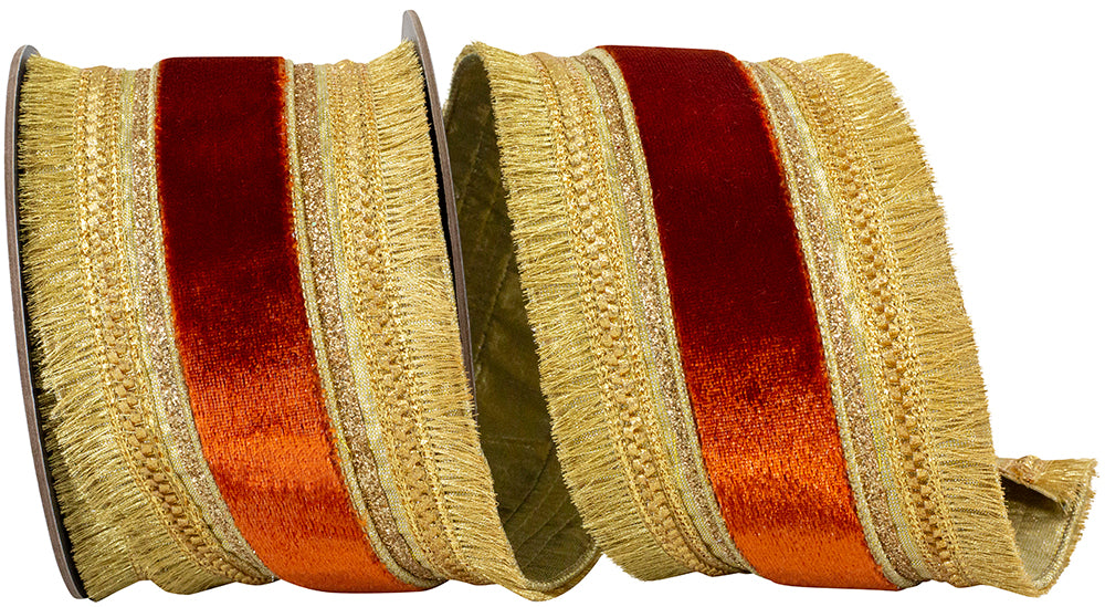 Copper Velvet 4 Inch Wired Edge Ribbon for Wreaths and Bows