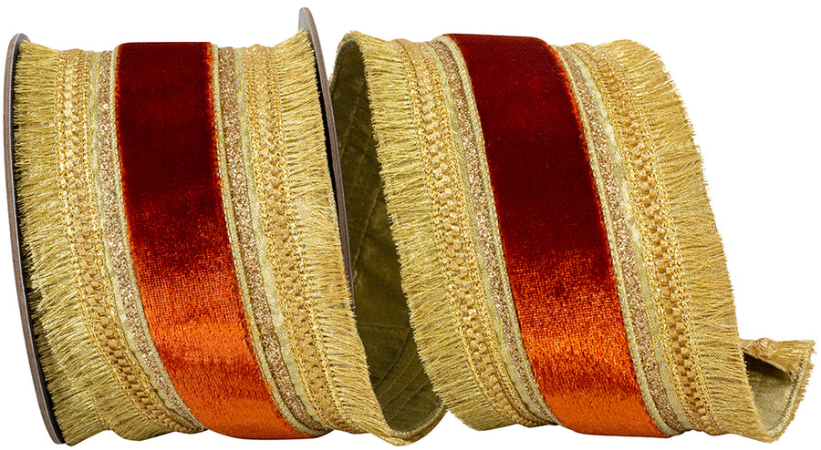 Copper Velvet 4 Inch Wired Edge Ribbon for Wreaths and Bows