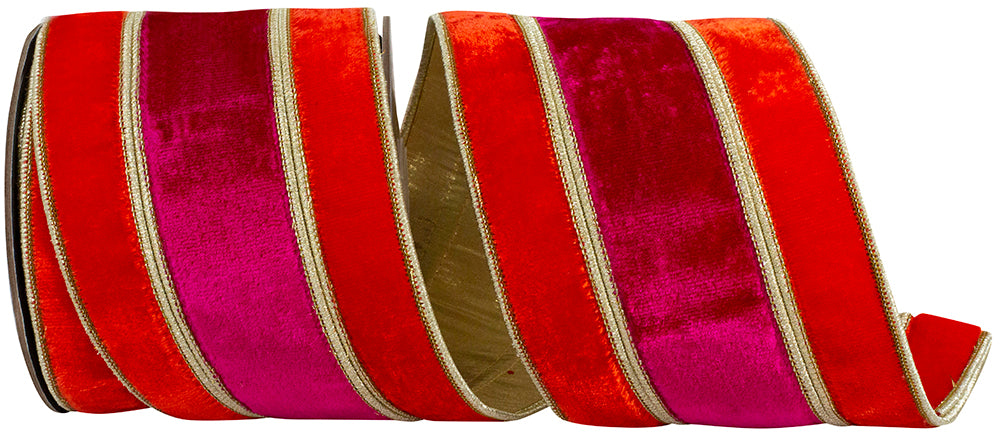 Ruby 4 Inch Gold Metallic Backed Wired Edge Ribbon