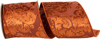 Copper 4 Inch Velvet Filigree Deluxe Wired Edge Ribbon for Wreaths & Bows