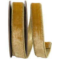 Champagne 1 Inch Velvet Plush Deluxe Champagne Wired Edge Ribbon for Wreaths & Bows
