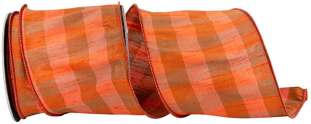 Burnt 4 Inch Tones Of Sunset Basic Wired Edge Ribbon for Wreaths & Bows