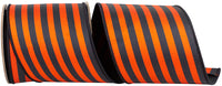 Black Orange 4 Inch Stripe Vertical Twill Deluxe Dupioni Backed Wired Edge Ribbon for Wreaths & Bows