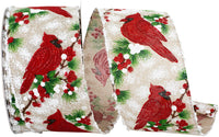 Cardinal Glitter Snowy Linen Wired Edge Ribbon Natural 2-1/2 Inch