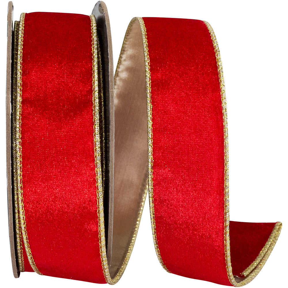 Red Velvet Lux Wired Edge Ribbon 1-1/2 Inch for Bows