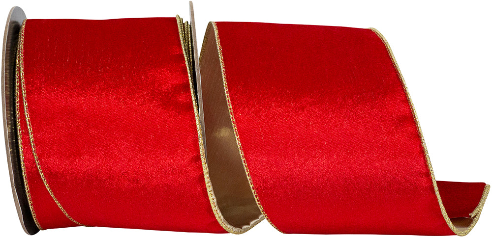 Red Velvet Lux 4 Inch Wired Edge Ribbon for Wreaths