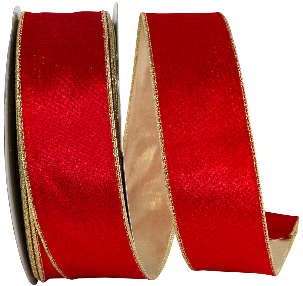Red Velvet Lux 2-1/2 Inch Wired Edge Ribbon
