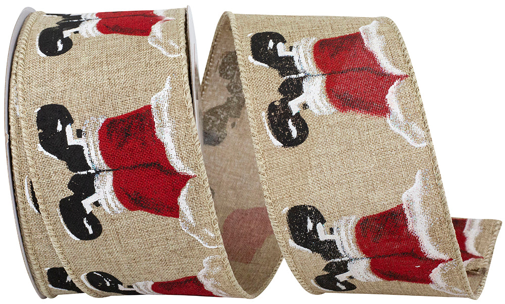 Natural 2-1 2 Inch Santa's Boots And Legs Wired Edge Ribbon for Wreaths & Bows