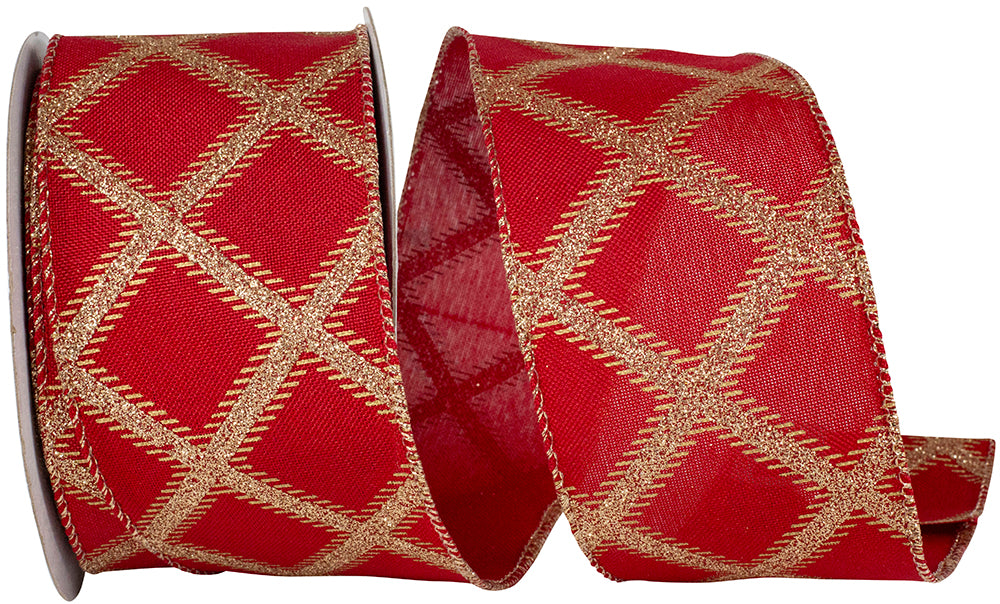 Red Glitter Wired Edge Ribbon 2-1/2 Inch for Wreaths